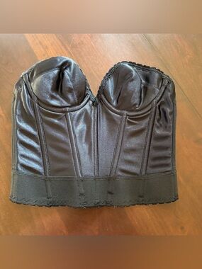 Vintage Adonna Strapless Black Corset with Extender Sz 34A